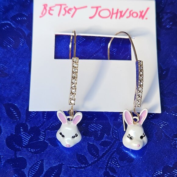 🐰🥚🪻Betsey Johnson EASTER BUNNY RABBIT Earrings - NWT🪻🥚🐰 - Picture 4 of 7